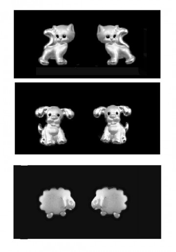 Zilveren mini hond / kat / schaap oorbellen