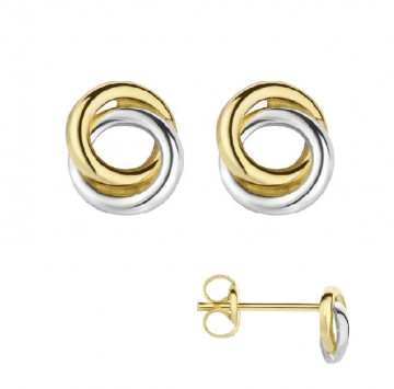 Gouden oorknoppen 6mm bicolor ringen