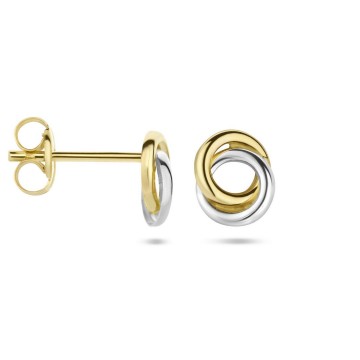 Gouden oorknoppen 6mm bicolor ringen