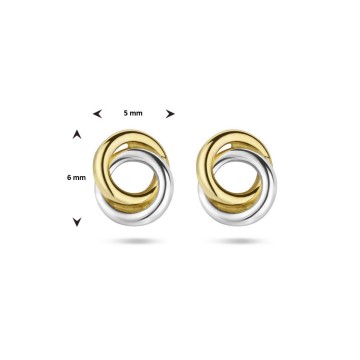 Gouden oorknoppen 6mm bicolor ringen
