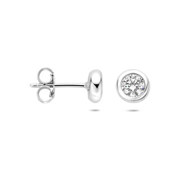 Zilveren oorbellen zirkonia 7 mm rond