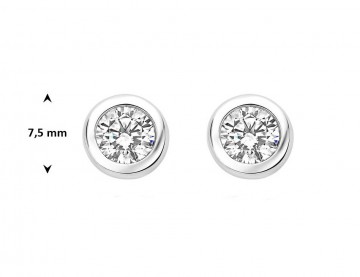 Zilveren oorbellen zirkonia 7 mm rond