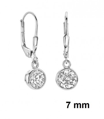 Zilveren oorhangers 7mm zirkonia rond
