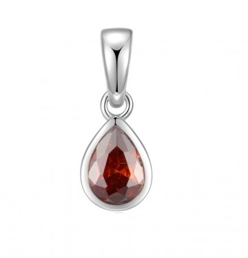 Zilveren hanger druppel rood