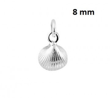 Zilveren schelp (8 mm) bedeltje hangertje