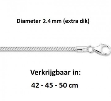 Slang halsketting 2.4 mm