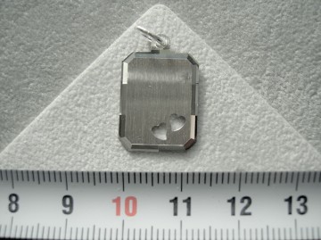 Zilveren graveerplaatje rechthoek  2 hartjes