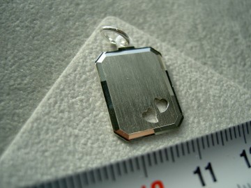 Zilveren graveerplaatje rechthoek  2 hartjes