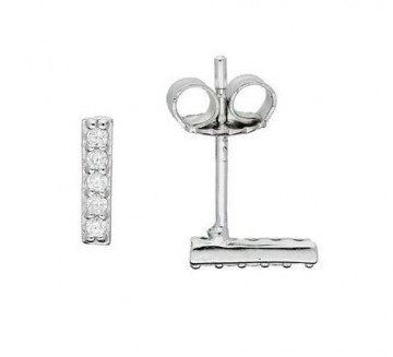 Zilveren oorbellen balkjes (zirkonia's)
