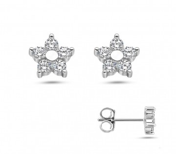 Zilveren ster oorbellen 7.5mm