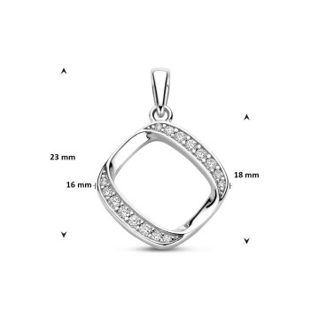 Zilveren hanger rechthoekig 16mm