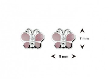 Zilveren oorbellen vlinder roze parelmoer