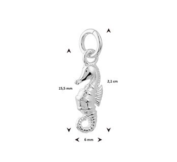 Zilveren zeepaardje hanger (13mm)