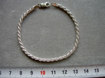 Zilveren dames armbandje 19 cm - 3 mm Koord schakel
