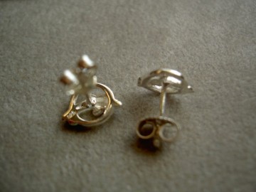 Zilveren oorbellen Dolfijn in ring