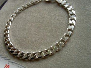 Zilveren armband 6 mm - 21 cm - Heren geslepen gourmet