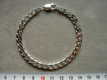 Zilveren armband 6 mm - 21 cm - Heren geslepen gourmet