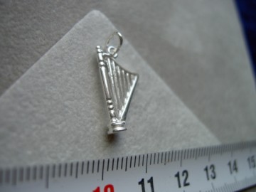 Zilveren harp hanger