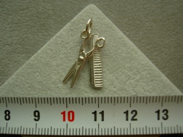 Zilveren kam + schaar hanger