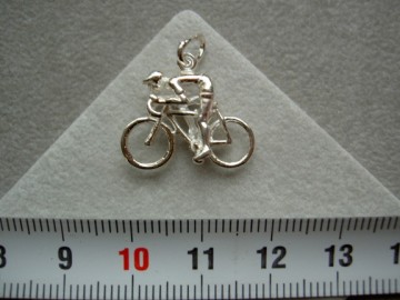 Zilveren wielrenner fiets hanger