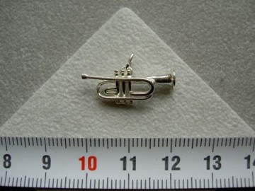 Zilveren trompet (luxe) hanger