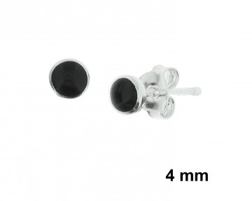 Zilveren oorbellen onyx 4mm zwart