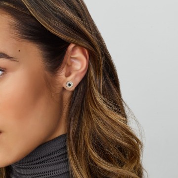 Zilveren oorknoppen zwart onyx 8mm