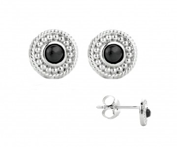 Zilveren oorknoppen zwart onyx 8mm