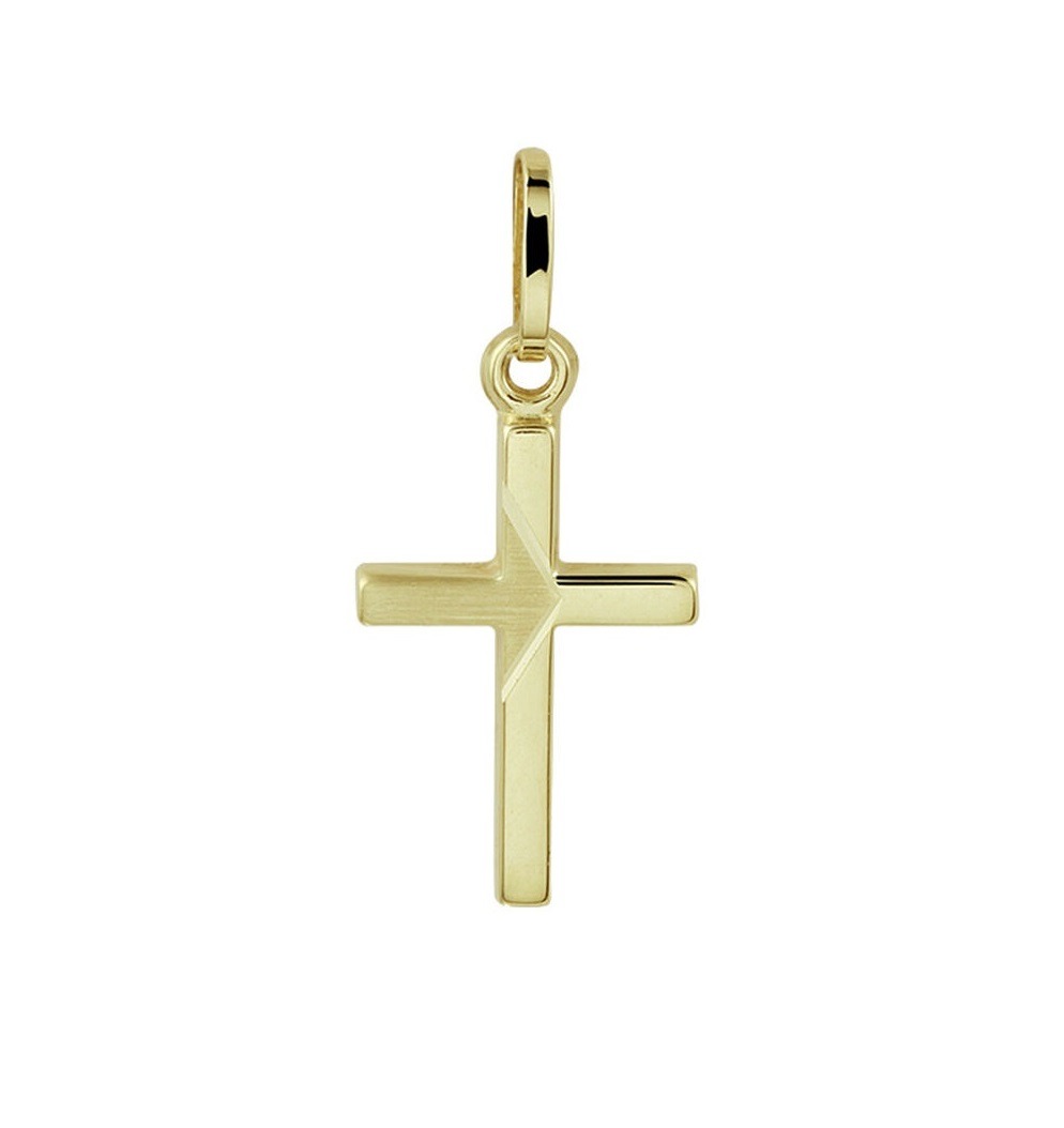 Broers en zussen seks Lang Gouden kruisje hanger 17mm (bewerkt) - Hangertjes - Budgetjuwelier